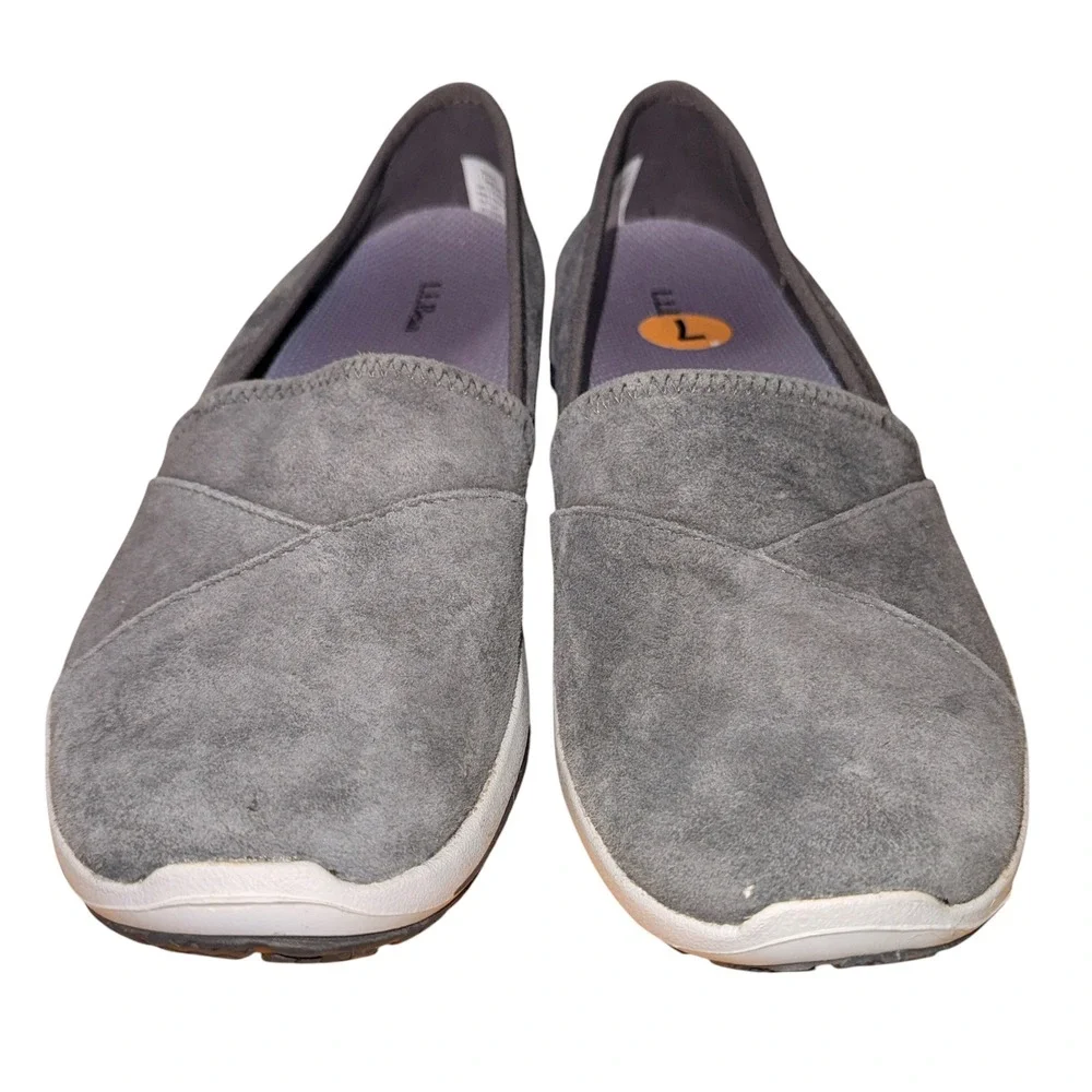 NEW L.L. Bean Back Cove Stretch Womens 7M Grey Suede Nubuck Walking Shoes 510584